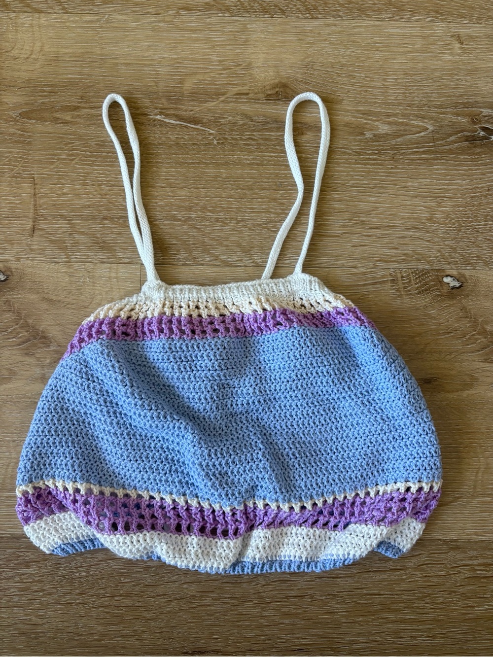 SHEIN Cream, Lavender & Light Blue Cropped Crochet Tank